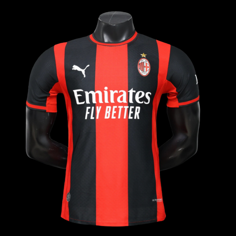 CAMISA VERSÃO PLAYER DO MILAN 26/27 VERMELHO E PRETO